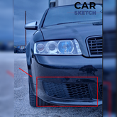 Audi A4 B6 UltraSport Package Front Bumper Side Lower Grills *No Fog Light Hole*